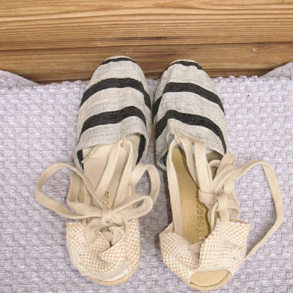 Vintage 90's Wedge Ankle Wrap Espadrille Wedges